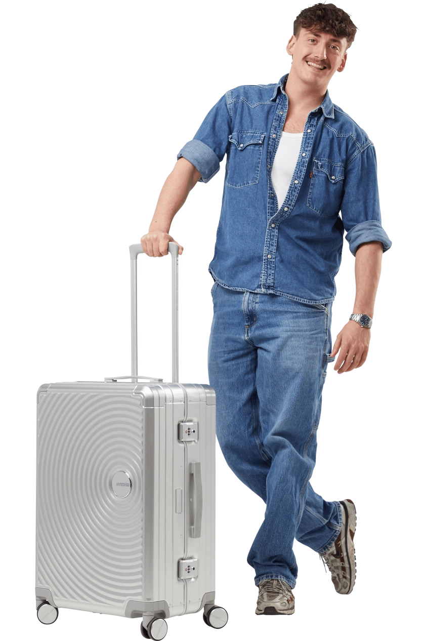 Walizka American Tourister Soundbox Alu 68cm srebrna