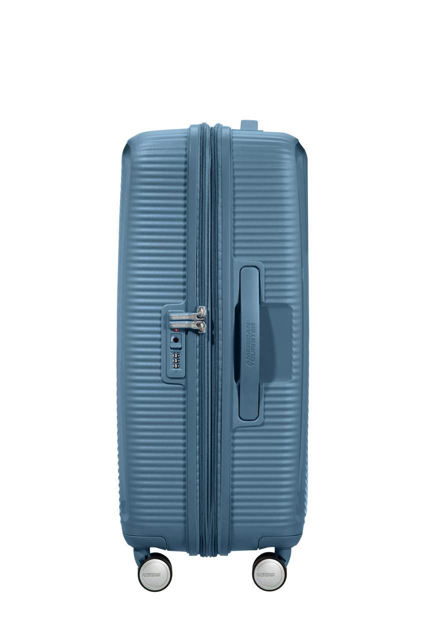Walizka American Tourister Soundbox 67cm powiększana niebieska