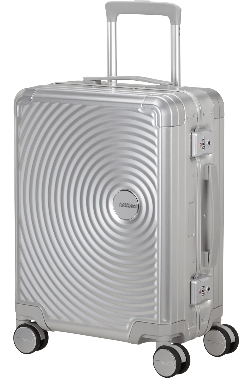 Walizka kabinowa American Tourister Soundbox Alu 55cm srebrna