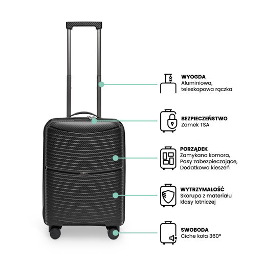 Walizka kabinowa BLU MOONKY Charon 55cm czarna