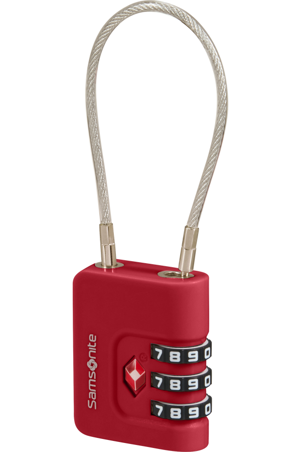 Kłódka kablowa 3-cyfrowa TSA Samsonite czerwona