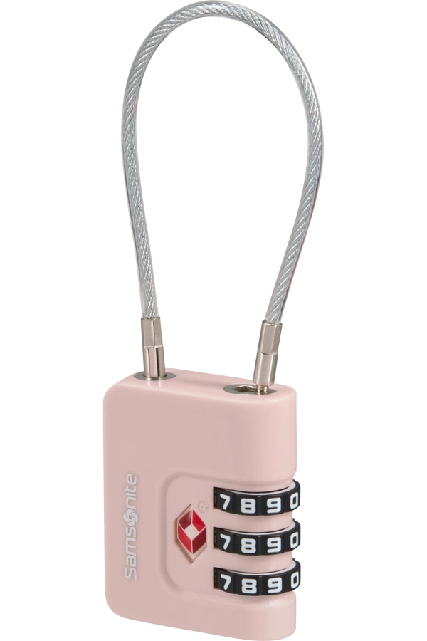 Kłódka kablowa 3-cyfrowa TSA Samsonite różowa