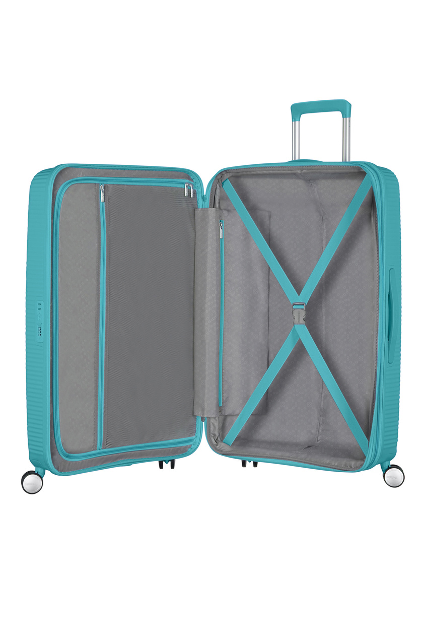 Walizka American Tourister Soundbox 67cm powiększana niebieska