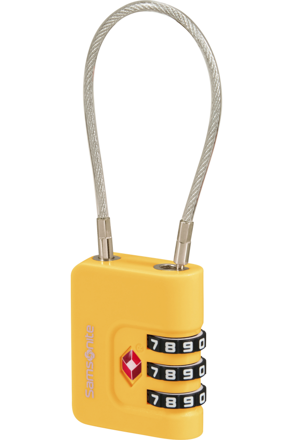 Kłódka kablowa 3-cyfrowa TSA Samsonite żółta