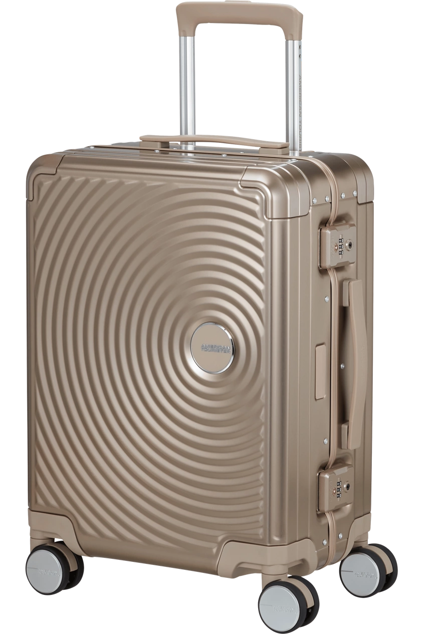 Walizka kabinowa American Tourister Soundbox Alu 55cm brązowa