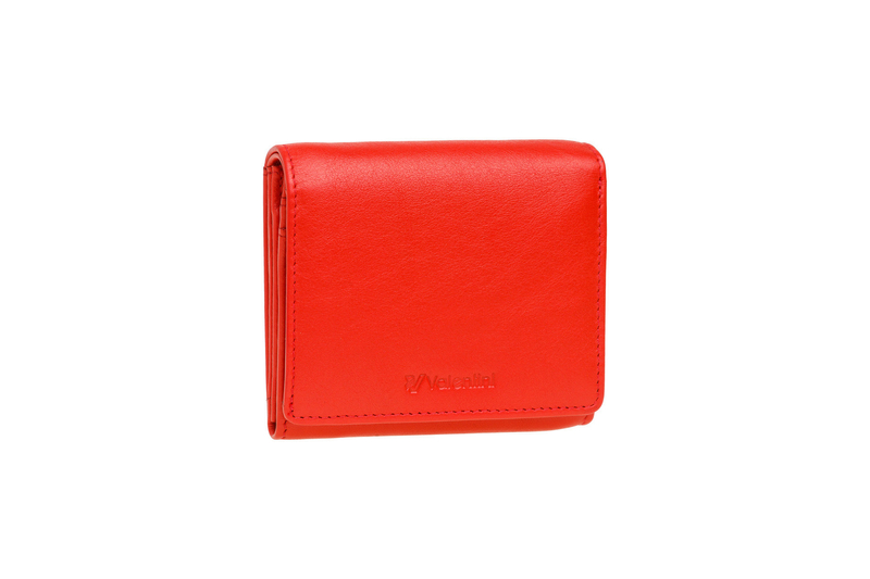 Mały skórzany damski portfel VALENTINI METALLIC 123 czerwony