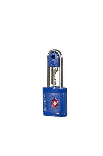 Niebieska kłódka zabezpieczająca na klucz z systemem TSA